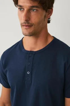 Ellos Collection T-shirt med knaplukning Marinblå New