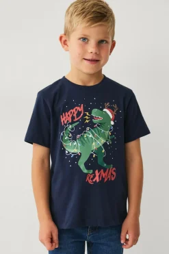 Ellos Toppe & T-Shirts>Collection T-shirt med et julemotiv Marinblå