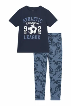 Ellos Sæt Til Børn>Collection T-shirt + bukser Jeffrey Set Marine + mellemblå