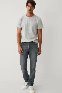 Ellos T-Shirts & Tanktoppe>Collection T-shirt med knaplukning lysegråmelange