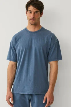 Ellos Collection T-shirt i vasket bomuld Gråblå Sale