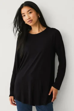 Ellos Basistøj|Tunikaer>Collection Tunika i viskosestrik Dyb sort