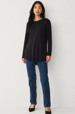 Ellos Basistøj|Tunikaer>Collection Tunika i viskosestrik Dyb sort