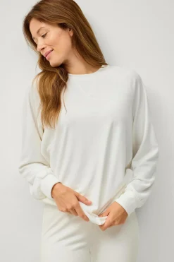 Ellos Collection Tunika i velour Hvid Outlet