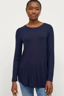 Ellos Collection Tunika i viskosestrik Navy Online
