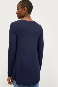 Ellos Collection Tunika i viskosestrik Navy Online