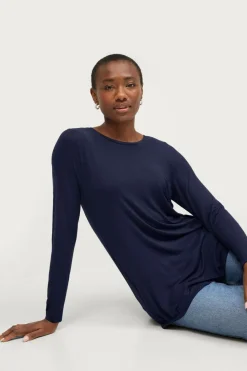 Ellos Collection Tunika i viskosestrik Navy Online