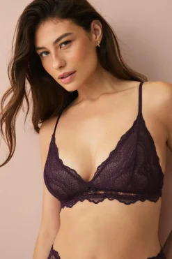 Ellos Collection Uforet bh med bøjler i blonder Lilla Discount