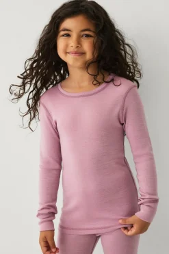 Ellos Collection Undertøjssweater i merinould Syrenlila Clearance