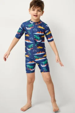 Ellos Collection UV-sæt med top og shorts Blå Surf Hot