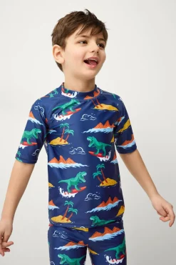 Ellos Collection UV-sæt med top og shorts Blå Surf Hot