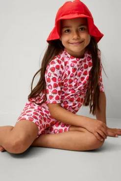 Ellos Collection UV-sæt med top og shorts Rosa/rødmønstret New