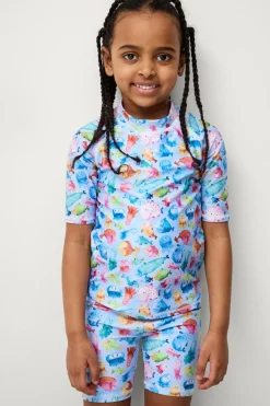 Ellos Collection UV-sæt med top og shorts Blåmønstret Sale