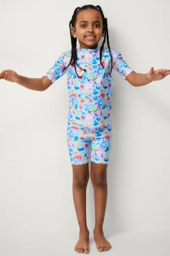 Ellos Collection UV-sæt med top og shorts Blåmønstret Sale