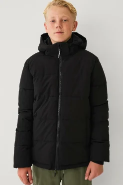 Ellos Collection Vandafvisende pufferjakke med aftagelig hætte sort Outlet