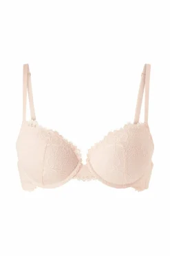 Ellos Collection Vatteret push-up-bøjle-bh i blonder Beige Outlet