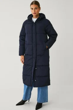 Ellos Collection Vatteret frakke mørk blå Best