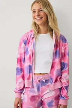 Ellos Collection Veloursæt Lyserød/lilla batikmønstret Sale