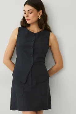 Ellos Blazere & Veste>Collection Vest i hørmix Sort