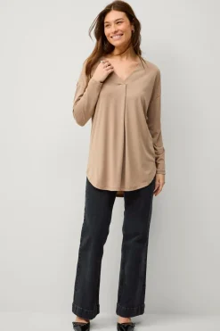Ellos Collection V-formet tunika Beige Discount