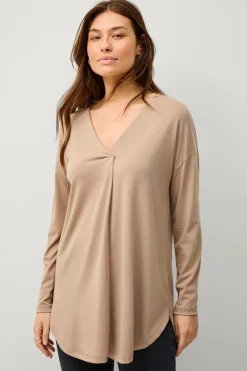 Ellos Collection V-formet tunika Beige Discount