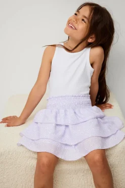 Ellos Nederdele>Collection Volantnederdel Belle Lyslilla blomstret