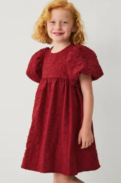 Ellos Collection Vævet kjole med puf Rød New