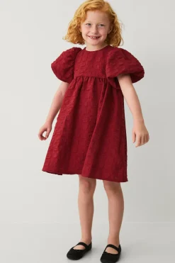 Ellos Collection Vævet kjole med puf Rød New