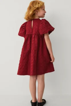 Ellos Collection Vævet kjole med puf Rød New