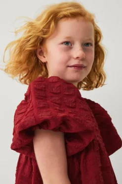 Ellos Collection Vævet kjole med puf Rød New