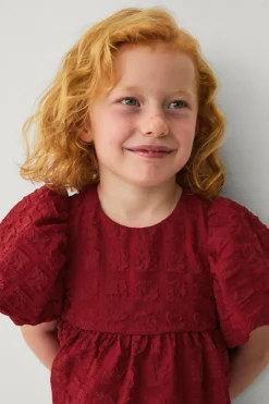 Ellos Collection Vævet kjole med puf Rød New