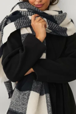 Ellos Tørklæder & Halstørklæder>Collection Vævet halstørklæde 207x70 cm Sort/Creme