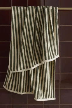 Ellos Home Badehåndklæde Stripe 70x140cm Grøn farve Hot