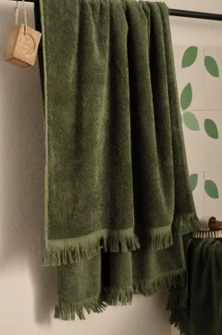 Ellos Badeværelsestekstiler>Home Badehåndklæde Molly 70x140 cm Mørkegrøn