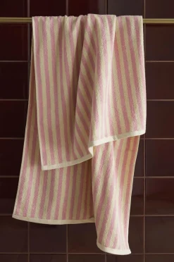 Ellos Badeværelsestekstiler>Home Badehåndklæde Stripe 70x140cm Lyserød