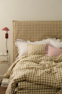 Ellos Home Betræk til hovedgærde Sonneli Check i bomuld Bronzegrøn New