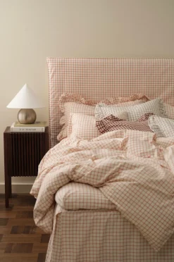 Ellos Møbeltekstiler>Home Betræk til hovedgærde Sonneli Check i bomuld Mørk abrikos orange