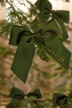 Ellos Home Bånd Satin Bow 4-pak Mørkegrøn