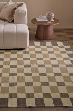 Ellos Home Bomuldsgulvtæppe Check Brun Hot