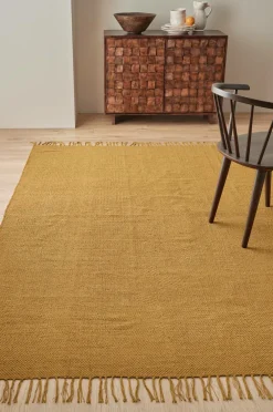 Ellos Home Bomuldstæppe Flora Guldbrun