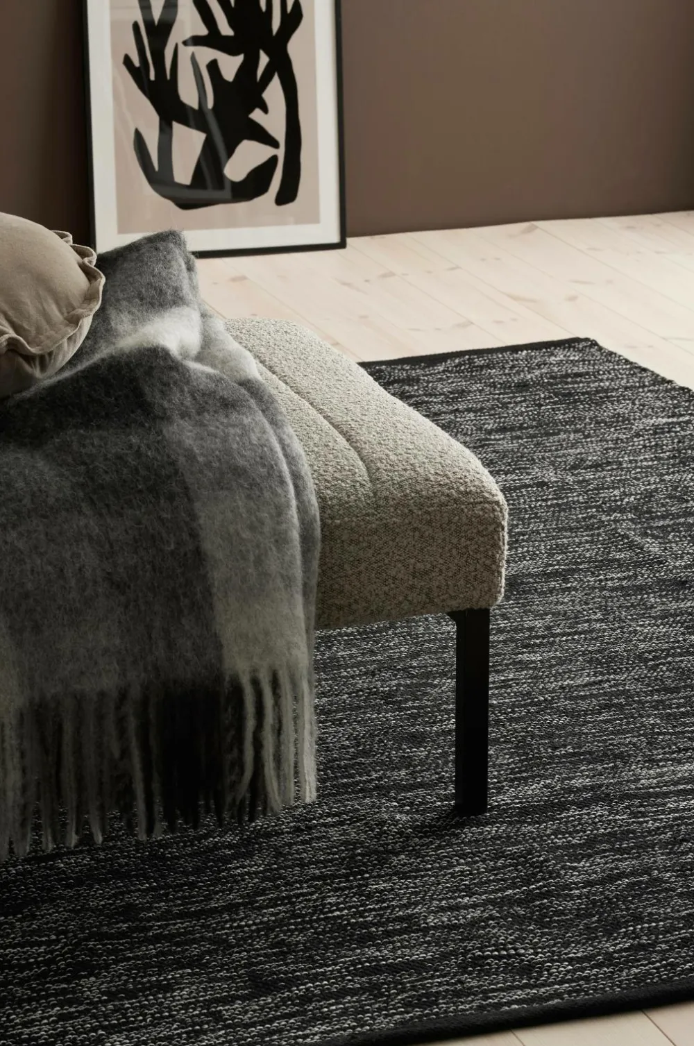 Ellos Home Bomuldstæppe Narvik Sort/hvid melange New