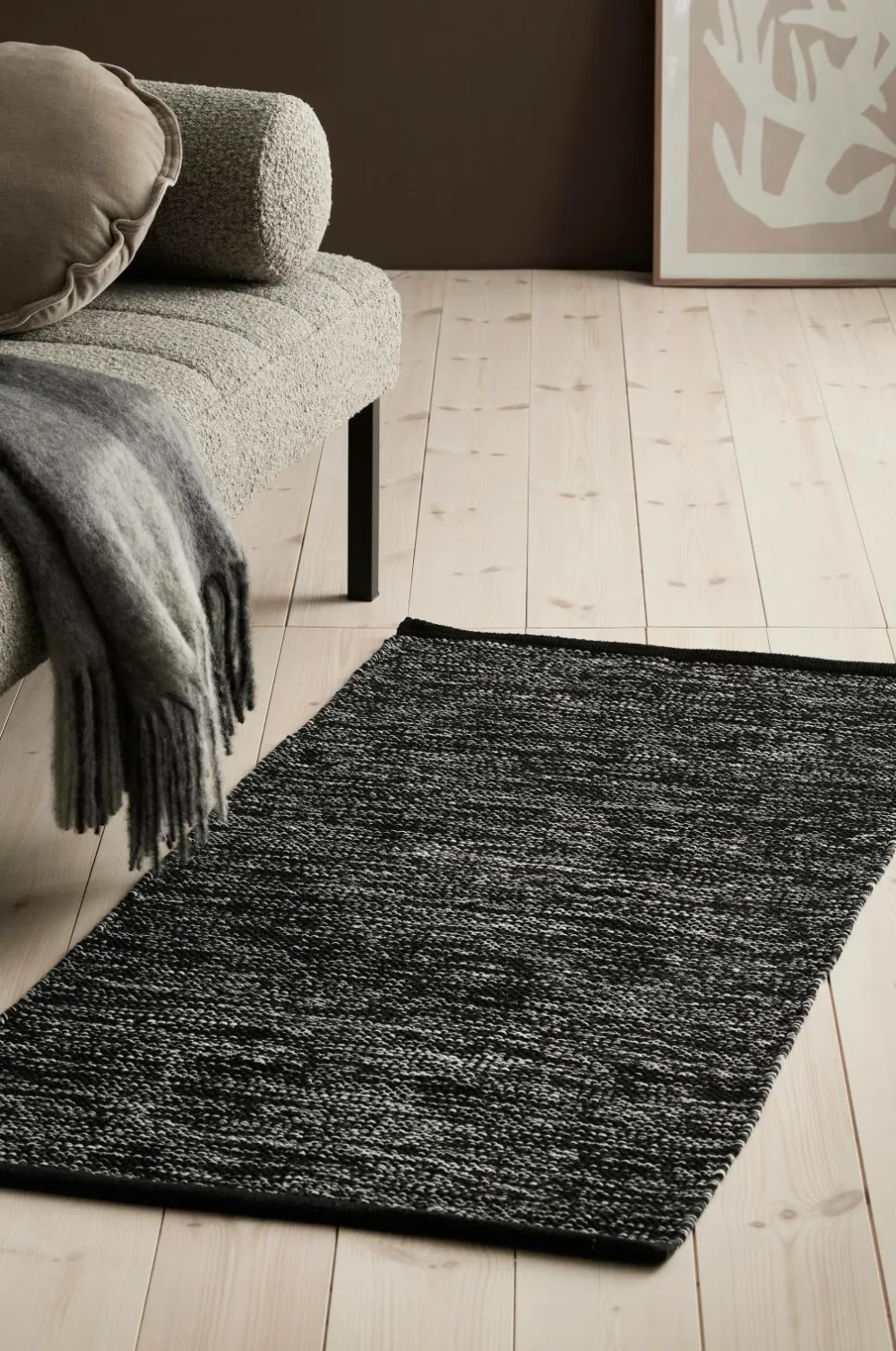 Ellos Home Bomuldstæppe Narvik Sort/hvid melange New