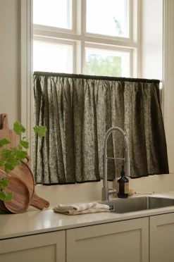 Ellos Home Café-gardin Malva Mørk olivengrøn