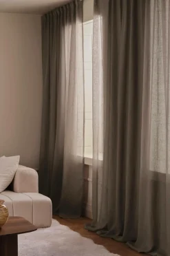 Ellos Gardiner Efter Mål>Home CLEO skræddersyet linnedgardin Gråbrun