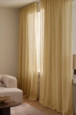 Ellos Home CLEO skræddersyet linnedgardin Gul Discount