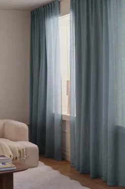 Ellos Home CLEO skræddersyet linnedgardin Dimblå Sale