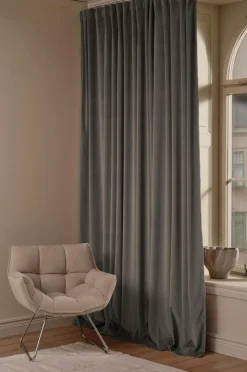 Ellos Home DEMI skræddersyet fløjlsgardin Grå Outlet