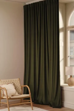 Ellos Home DEMI skræddersyet fløjlsgardin Khaki Outlet