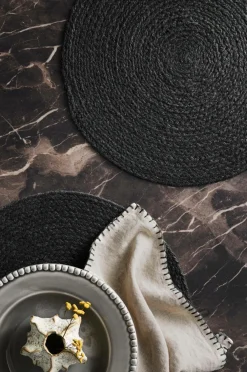 Ellos Home Dækkeserviet Ria i jute, 4-pak Black mdf/metal Online