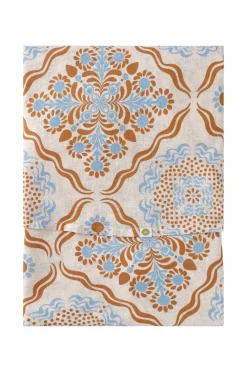 Ellos Home Dug Duk Elly Tile i genanvendt halvlinned Ø 150 cm Blå farve Sale